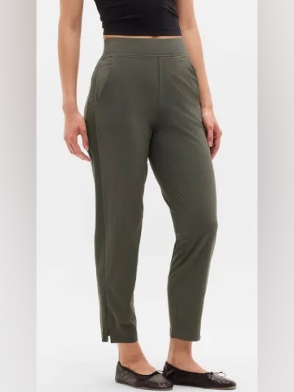 Athleta Brooklyn Mid Rise Ankle Pant in Olive Green | Size 8